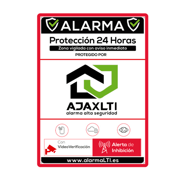 Cartel de Alarma AJAX en Aluminio Lacado 28x21cm
